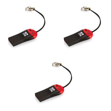 Imagem de Kit 3 Mini Leitor Cartão De Memória Multi Card Usb 2.0