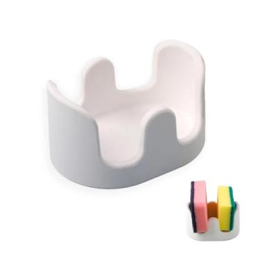 Imagem de Suporte de esponja duplo, suporte de esponja de cerâmica absorvente com 2 compartimentos, organizador de pia de cozinha, suporte de esponja absorvente para pia de cozinha, suporte de esponja de