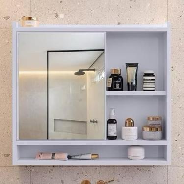 Imagem de Armário para Banheiro Com Espelho na Porta, Prateleiras e Design Funcional (Branco)