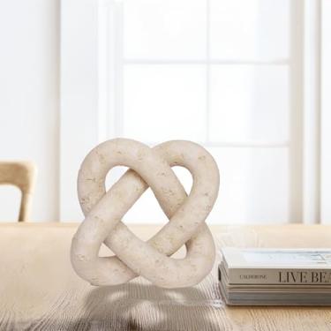 Imagem de Estátua de nó, decoração de casa, detalhes geométricos, nó geométrico, travertino bege, decoração de mesa de centro, corrente moderna, item de decoração de sala de estar, para sala de jantar, entrada