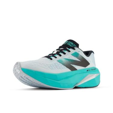 Imagem de New Balance Tênis de corrida masculino FuelCell Supercomp Trainer V3, Jade cibernético, branco, 14