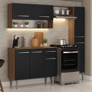 Imagem de Armário De Cozinha Completa 197 Cm Rustic-preto Emilly Madesa 01