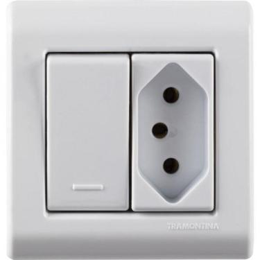 Imagem de Caixa de Sobrepor 1 Interrup 10A 250V 1 Tomada 2p+t 10A 250V