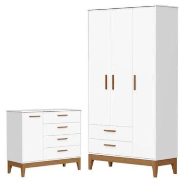 Imagem de Guarda Roupa Infantil Flip 3 Portas Com Cômoda Infantil Sapateira Flip