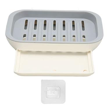 Imagem de Suporte de saboneteira sem perfuração de água, caixa de sabonete com adesivo de adesão para parede de banheiro ou mesa, material abs