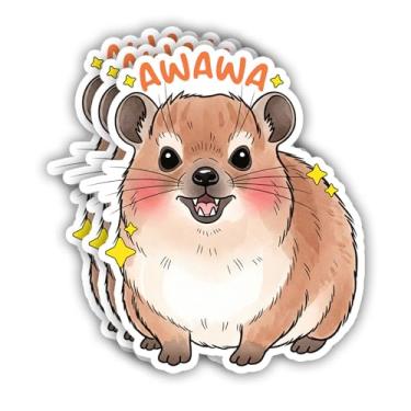 Imagem de CEELIB (3 peças) - Adesivo Awawa Hyrax, adesivos engraçados de meme Rock Hyrax, decalques fofos de animais fofos, decoração motivacional para amantes de animais, presentes para laptops, telefones