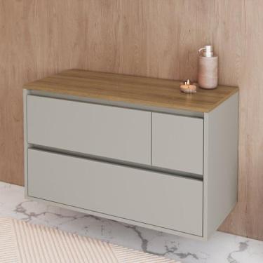 Imagem de Balcão Gabinete de Banheiro Suspenso 80cm com 2 Portas e 1 Gaveta Bela