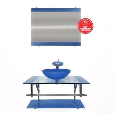 Imagem de Gabinete de Vidro 80cm para Banheiro Noruega - EKASA, Azul Escuro