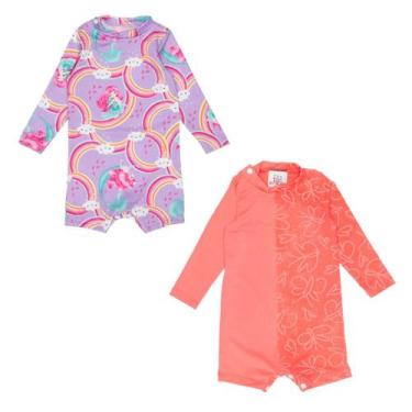 Imagem de Kit 2 Macacaquinhos Bebê Praia Traje De Banho Proteção Solar - Fofotin