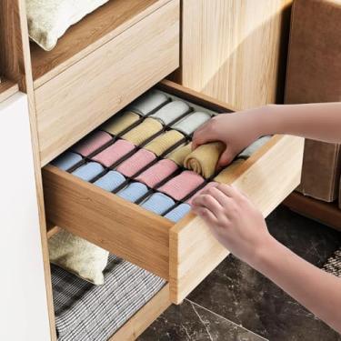 Imagem de Organizador de gaveta de 24 células, dobrável, para guardar meias, roupas íntimas, lenços, gravatas, cintos (bege)