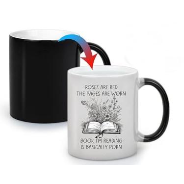 Imagem de MZVO Caneca de café engraçada Roses are Red The Pages Are Worn Caneca que muda de cor, copo ativado por calor 325 ml