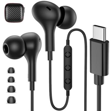 Imagem de Fones de ouvido USB C com fio para iPhone 17 16 Pro Max Plus Air 15 Samsung S25 S24 Ultra S23 FE A16 A17 fones de ouvido com fio, fones de ouvido tipo C com microfone e isolamento de ruído para iPad