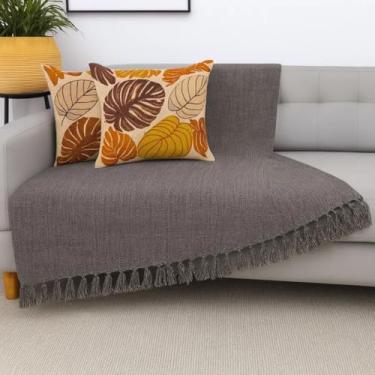 Imagem de Manta Macia para Sofá Grande Algodão Colorida (Marrom mescla, 2,40x1,70 m)