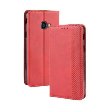Imagem de Capa para Samsung Galaxy Xcover 4/G398F,Retro Flip magnético,Caso de telefone de couro PU,Design de carteira com 3 slots de cartão e 1 clipe de dinheiro -Red