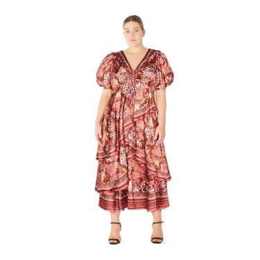 Imagem de City Chic Vestido feminino plus size - Thea manga bufante, Estampa rosa, 52