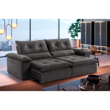 Imagem de Sofá Retrátil E Reclinável Atenas 2,50m 4 Lugares Cinza