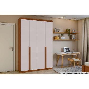 Imagem de Guarda Roupa 4 Portas E 2 Gavetas Alonzo New Amendoa/off White - Lopas