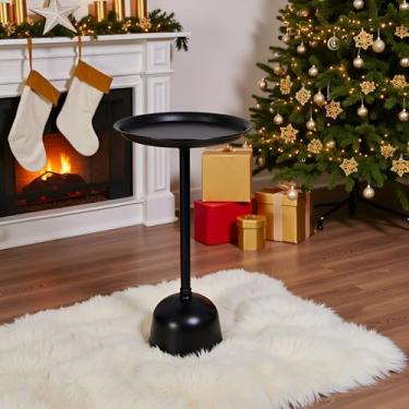 Imagem de Mesa lateral redonda moderna de metal de 53 cm, preto fosco