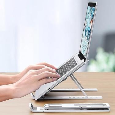 Imagem de Suporte universal para notebook ajustável para MacBook Suporte de base de resfriamento dobrável antiderrapante (rosa)