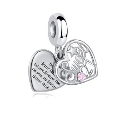 Imagem de TCHYUN Pingente de coração duplo Sweet Number 21st Happy Birthday Bead compatível com pulseira Pandora feminina