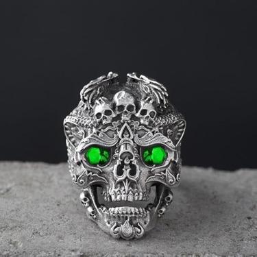 Imagem de Anel masculino fashion punk motociclista caveira anéis, Liga de aço Metal, Sem pedra preciosa