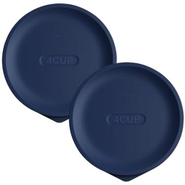 Imagem de Tampas de substituição para Pyrex 7201-PC 4 xícaras, tampa de silicone redonda de armazenamento para tigela de vidro âncora, pacote com 2, azul escuro