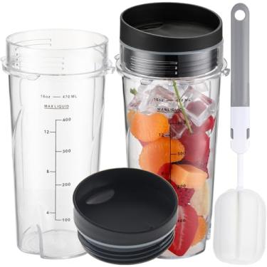 Imagem de Copos de liquidificador de 473 ml para liquidificador Ninja BL660 Professional Compact Smoothie & Food Processing Blender, 473 ml, peças de reposição para Ninja QB3001SS BL660 BL770 BL780 BL740 BL810