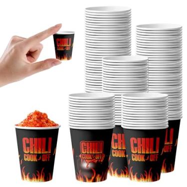 Imagem de ARQRHTLY Artigos de festa Chili Cook Off, pacote com 400 tigelas de degustação de chili copos de amostra descartáveis de 85 g, decorações de concurso de chili Cook Off para competições de churrasco