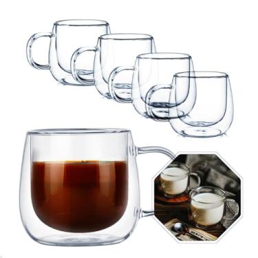 Imagem de Conjunto de 4 Xícaras de Café em Vidro Borossilicato, Parede Dupla, Transparente, 80ml
