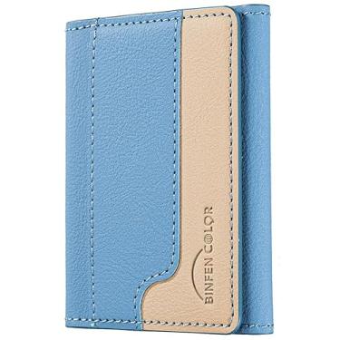 Imagem de LaiYHe Carteira magnética, 6 compartimentos para cartão, flip de couro PU, telefone minimalista fino, compatível com telefones e capas MagSafe, para iPhone 17/16/15/14/13/12/Pro/Max/Plus (MW18-azul