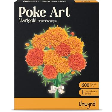 Imagem de Unwynd Poke Art Buquê de flores de calêndula, artes e artesanato sem bagunça para adultos, decoração de casa DIY, kits de artesanato para adolescentes, presentes para mulheres e homens
