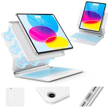 Imagem de Capa para iPad 11ª (A16) e 10ª geração com teclado – Magnético estilo mágico – Capa protetora ultrafina destacável - Capa com teclado trackpad multitoque para iPad 11 polegadas 2025 e 10ª geração 11