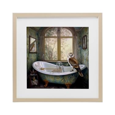 Imagem de Stupell Industries Estampa emoldurada Paisley Owl Bathtime Birch Under Glass, design by Sasha, 13 x 13