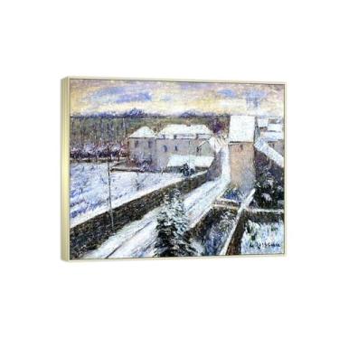 Imagem de BMZFYBS Famosa imagem de paisagem de arte de parede - impressões em tela - vista da neve - pintura de moldura prateada para sala de estar banheiro decoração de casa 30 x 35 cm 12 x 13 polegadas