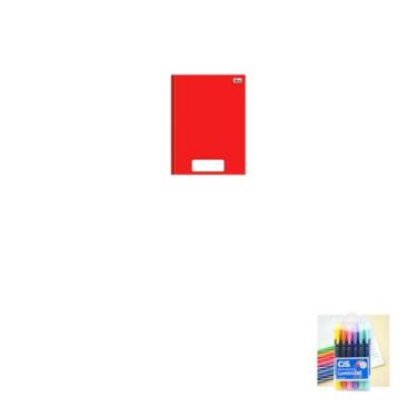 Imagem de Kit Caderno Brochura PEPPER Vermelho 80 Folhas + Caneta Esferográfica Pote com 24 Unidades + Marca Texto Gel Pastel 6 Cores