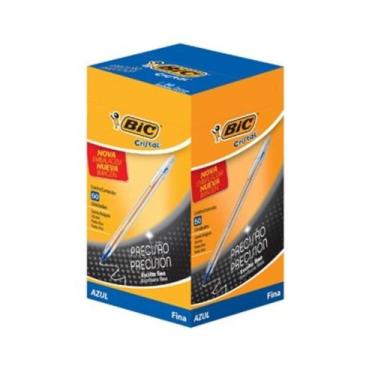 Imagem de Caneta Bic Cristal Escrita Fina 0.8 Mm Azul - Caixa Com 50 Unidades
