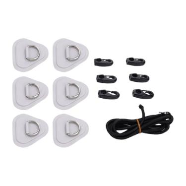Imagem de UPALDHOU Anéis D para prancha de remo, kit de patch D de reparo de barco inflável com ganchos elásticos para barco, jangada, caiaque, canoa, prancha de surfe (cinza)