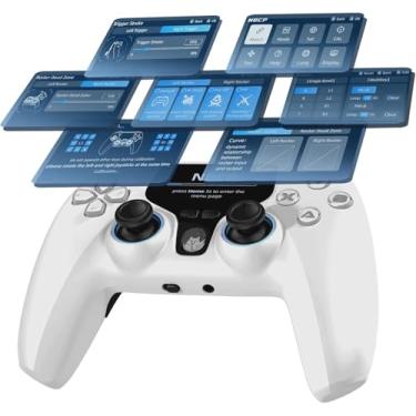 Imagem de NBCP Interactive Screen Wireless Gaming Controller for PC/Switch/iOS/Android/PS3, Dual Macro Back Buttons, Tri-Mode, Hall Effect Stick & Trigger, Adjustable Vibration, 3.5mm Jack (White)