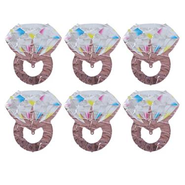 Imagem de Conjunto de balões de folha de alumínio com anel de diamante, decorações premium para festa de casamento, 6 pacotes, formato esférico, chá de panela, balões para eventos de noivado (Ouro rosa)
