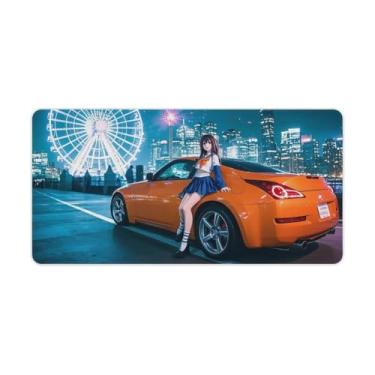 Imagem de HouLaiZhe Sailor Suit Anime Girl JDM 350Z roda gigante tapetes de mouse para jogos JDM tapetes de mesa de carro grandes para teclado de mesa tapete de computador 30 x 60 cm