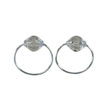 Imagem de Kit de 2 Anéis para Guardanapos com Pedra Cristalina Argola Dourada ou Prata 4 x 3 cm (2 Anéis Pedra Cristalina/Argola Prata)