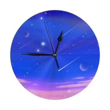 Imagem de ZERAOKE Sky - Relógio de parede redondo moderno - silencioso sem tique-taque operado por bateria, decoração de mesa ou parede para sala de estar, quarto, escritório.
