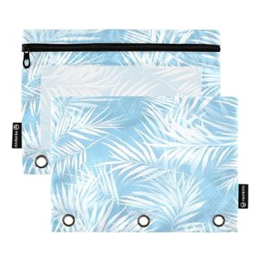 Imagem de Wassud Pacote com 2 pastas de fichário de folha de palmeira branca com 3 furos, pasta organizadora de arquivos para casa, escritório