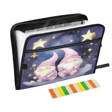 Imagem de Wassud Elf in The Moonlight Organizador de arquivos sanfonado com 13 bolsos com abas e adesivos, organizador de pastas de documentos de recibo de papel tamanho carta A4 para viagens de escritório