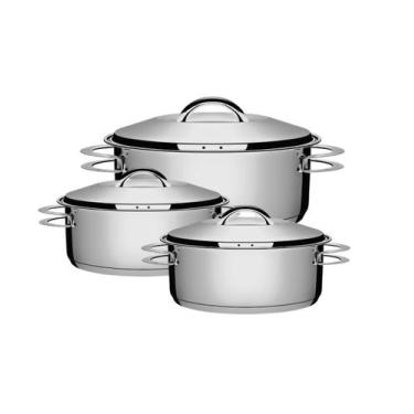 Imagem de Jogo Panelas Solar 3 Peças Tramontina Aço Inox 20, 24 e 28Cm