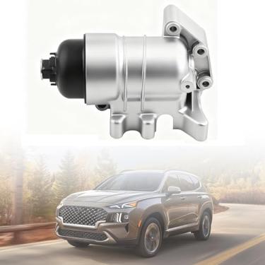 Imagem de Kit de montagem de filtro de óleo de alumínio atualizado 26310-2F011 compatível com 2014-2020 Santa Fe DM Kia Sorento 2.2L Diesel, substitui # 263102f011