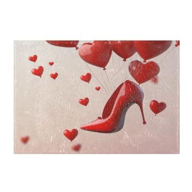 Imagem de Burbuja Tapete de banho com balão de coração dos namorados, tapete de banheiro absorvente extra macio com suporte antiderrapante para banheiro, banheira e chuveiro, 40,6 x 61 cm