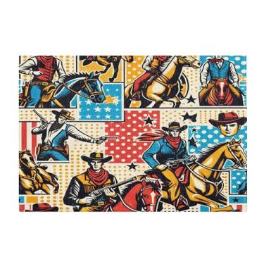 Imagem de Burbuja Tapete de banho Cowboys, tapete de banheiro absorvente extra macio com suporte antiderrapante para banheiro, banheira, chuveiro, 40 x 61 cm