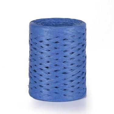 Imagem de Fios de artesanato de ráfia para trançar, fio de papel forte e durável para chapéus de verão, sacolas e acessórios de praia (azul)