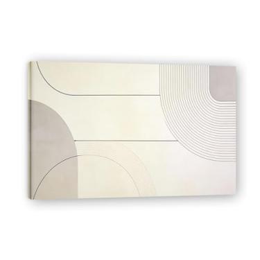 Imagem de Arte em tela minimalista círculo simples: Serenidade tons neutros grande área em branco para decoração de espaço calmo 19 x 30 cm emoldurada